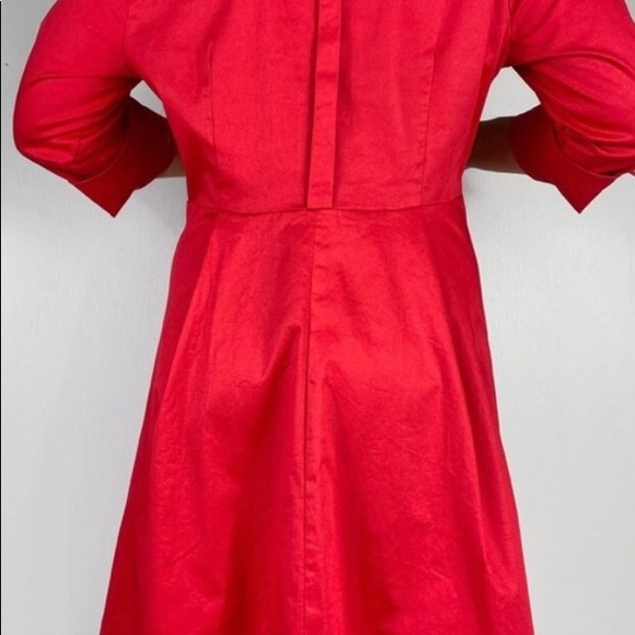✨HOST PICK ✨ CAROLINE MORGAN | Red 3/4 Sleeve Tie Front Midi Shirt Dress - Picture 2 of 7